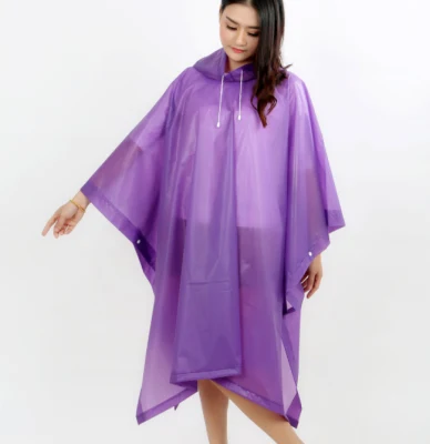 Hooded PEVA Poncho PEVA Reusable Rain Poncho Waterproof PEVA Reusable Rain Poncho