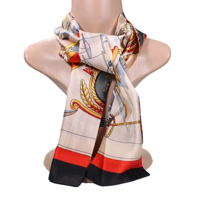 High Quality Head Scarf Custom 100% Pure Silk Long Handle Bag Satin Twill Silk Scarfs