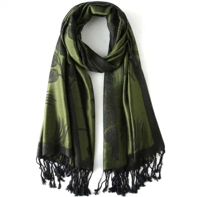 Tredy Fall Viscose Floral Printed Blanket Dark Coffee Wraps and Scarfs