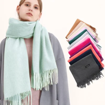 Lady Warm Long Pure Color Shawl 100% Cashmere Winter Scarf Womens