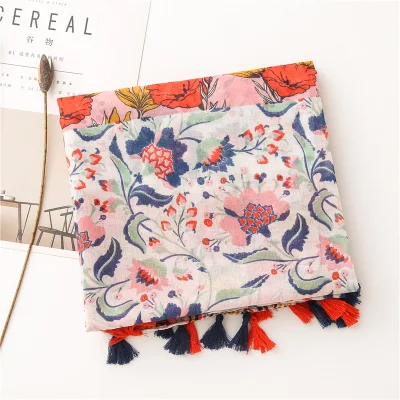 Hot Sell 2022 Spring Light Scarves Ladies Fashion Floral Printing Scarf with OEM Designed