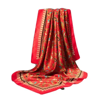 Design Digital Printing Silk Scarf Polyester Printed Head Accessories Square Satin Scarf