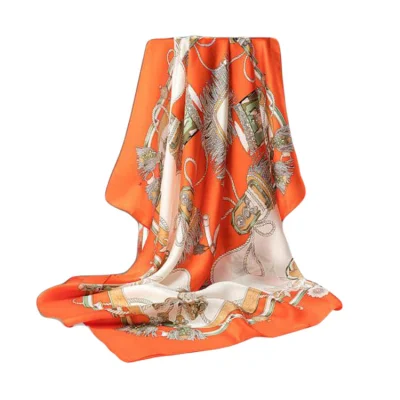 Design Digital Printing Silk Scarf Polyester Printed Head Accessories Square Satin Scarf