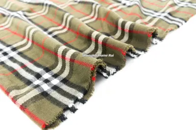 Home Rui Wholesale Outerwear Apparel Accessory Men Winter Warmth Khaki Cashmere Tassel Classic Plaid Grids Checks Windowpane Wraps Stoles Large Blanket Scarf