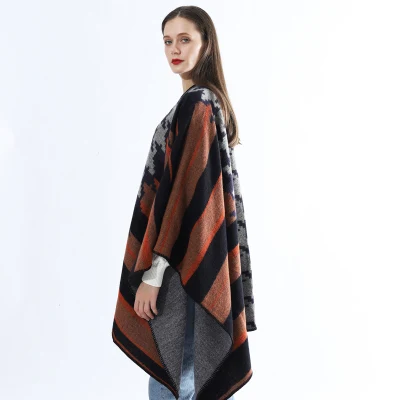 Houndstooth Design Women Cape Cardigan Shawl Wrap Open Front Poncho