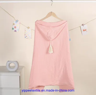 100% Cotton Muslin Poncho Kids Hooded Bath Towel Bathrobe