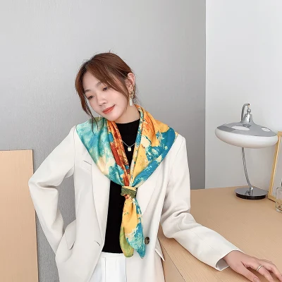 90X90cm Wholesale Custom Fashion Silk Scarves Hijab Headscarf High Quality Kerchief Scarf Bandanas
