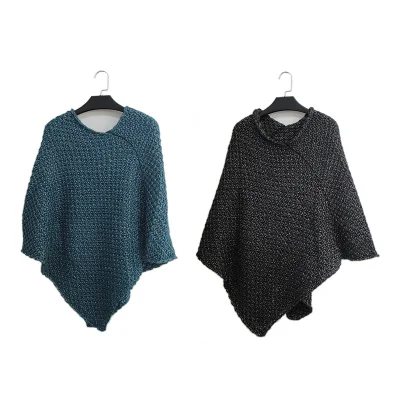 Lady Winter Fashion Knitting Sily Like Poncho Wrap