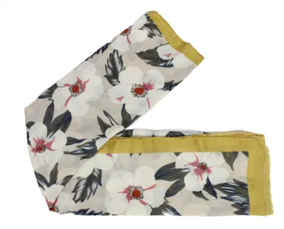 Lady&prime; S Shawl Poncho with Big Flower Kimono Mustard Edge Beach Fashion Summer 2022