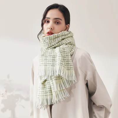 Fashion Winter Fresh and Sweet Cashmere New Style Light Striped Plaid Fringed Lady Scarf