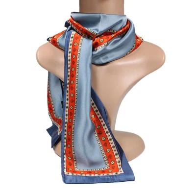 Scarf Factory Hot Sale and Custom Fashion Geometry Twill Digital Printed 100% Natural Silk Long Scarf for Ladies