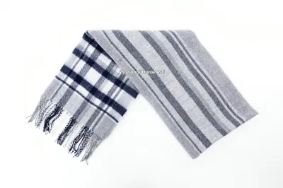 Custom Outfit Accessory Women Men Spring Fall Black Mixed Soft Chunky Cozy Woven Fringe Checks Tartan Shawl Stoles Oversize Cappa Tippet Turban Scarf
