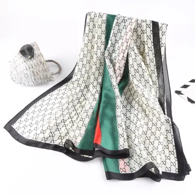 80X180cm Printed Hot Selling Fashion Silk Scarf Shawls Silk Hijab Head Scarf Long Scarf
