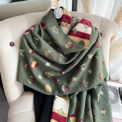 Scarf Women&prime;s Decorative Warm Neck Imitation Cashmere Air Conditioned Room Tassel Shawl