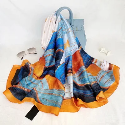 Custom Printed Oversized Ladies Silk Feeling Scarf