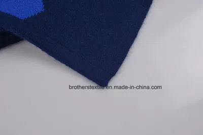 Men&prime;s Fashion Blue Wool Cashmere Blended Knitted Scarf