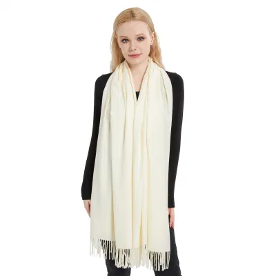Elegant Solid Color off White Cashmere Pashmina Shawls and Wraps for Women