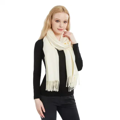 Elegant Solid Color off White Cashmere Pashmina Shawls and Wraps for Women