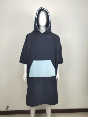 Fashionable Custom Color Matching Hooded Surf Beach Safe Changing Robe Poncho