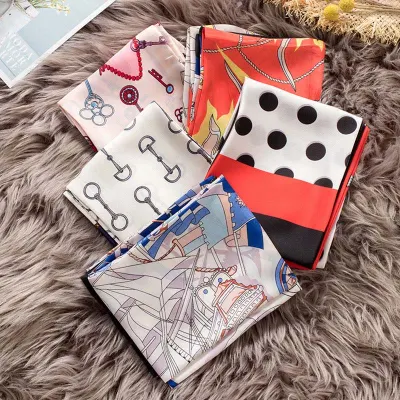 Wholesale Double-Layer Double-Sided Long Scarf 2022 New Thin Long Ribbon Ethnic Style Fine Horse Pattern Small Scarf
