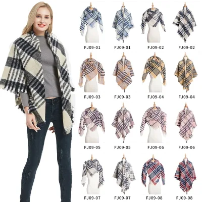Custom Winter Oversized Chic Checked Square Scarf for Ladies