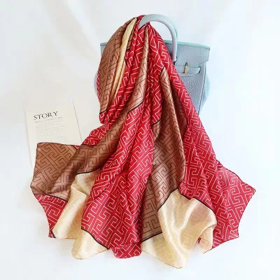 Oversized Spring Fashion Silk Feeling Like Satin Scarf for Lady