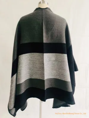 Ladies Fashion Geometric Shawl Winter Warm Poncho/Ruana/Cape/Wrap