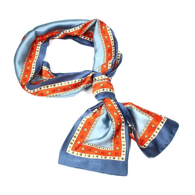 Scarf Factory Hot Sale and Custom Fashion Geometry Twill Digital Printed 100% Natural Silk Long Scarf for Ladies