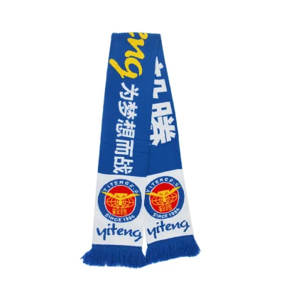 Factory Custom Logo Fans Knitted Acrylic Football Soccer Scarf