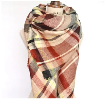 Girls Designer Fashion Soft Woven Scarves Ladies Shawl Women&prime; S Nice Luxury Plaid Tartan Grid Check Blanket Scarf for Students