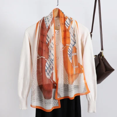 Customized Fashion Arabic Long Scarves Polyester Silk Satin Designer Head Scarf for Women