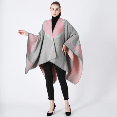 Pink Grey Girls Women Indoor and Outdoor Using Poncho Cape for Europe