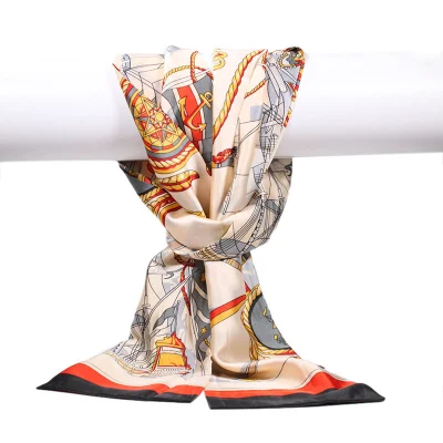 High Quality Head Scarf Custom 100% Pure Silk Long Handle Bag Satin Twill Silk Scarfs
