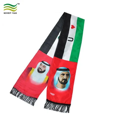  Custom Printing Satin Soccer Football Fans Qatar National Flag Silk Long Scarf