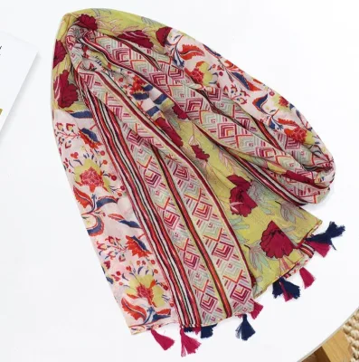 Flowers Wholesale Distributor Women Spring Beach Scarves Fashion Design Lady Elegant Luxury Slap-up Head Wrap Long Scarf for Ladies Accessories
