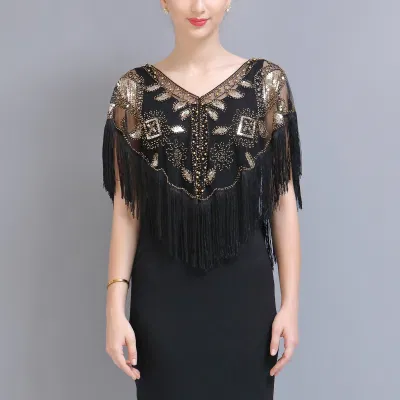 Ladies Shimmering Formal Evening Sequin Party Shawls and Wraps