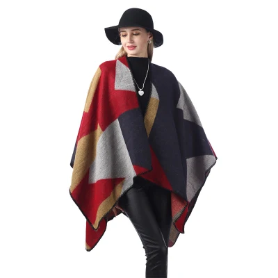 Winter Lady Designer Brand Leopard Embroidery Shawl Poncho Kimono Cape Women&prime;s Scarf