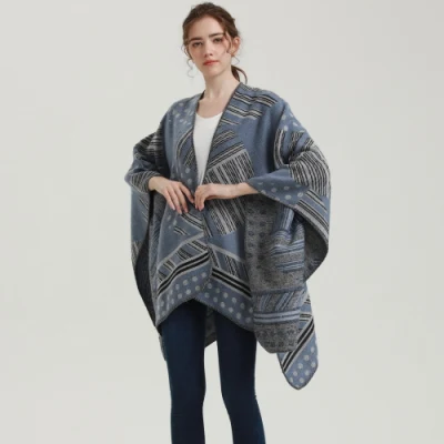 Women&prime;s Printed Tassel Open Front Poncho Cape Cardigan Wrap Shawl