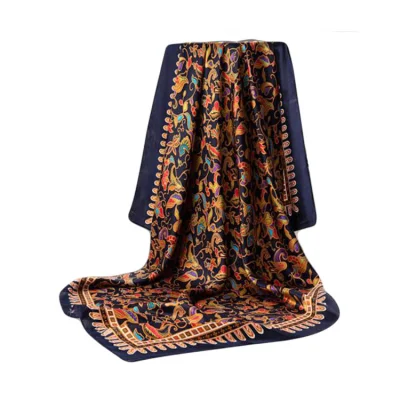  Design Digital Printing Silk Scarf Polyester Printed Head Accessories Square Satin Scarf