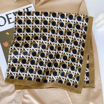 68*68cm Wholesale Fashion Silky Herringbone Scarf Custom Designer Floral Printing Headscarf for Woman