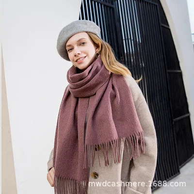 New Fashion Camel Wool Scarf with Fringe 100% Pure Women&prime;s Wool Scarf