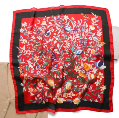 Manufacturer Ladies Silk Head Wraps Scarves New Trend Women Print Pattern Silk Square Polyester Scarf Bandanas