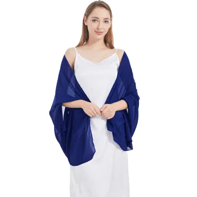 Popular Royal Blue Elegant Chiffon Shawls Wraps for Wedding Bridal