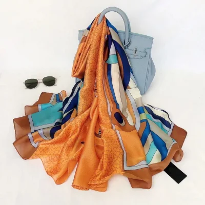 Custom Spring Stylish Long Silk Feeling Scarf for Ladies