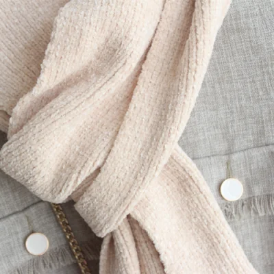 Cotton Warm Women&prime;s Pure Color Soft Long Winter Design Scarf Tassel