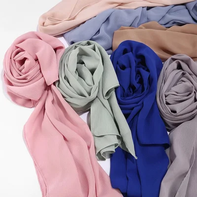 Long Scarves Crinkle Bubble Chiffon Muslim Women Hijab Shawl