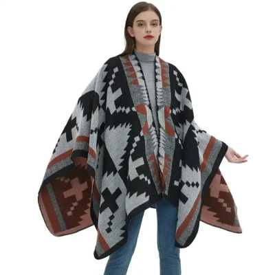 Autumn Winter Ethnic Style Scarf Women Warm Geometric Pattern Ladies Travel Shawl