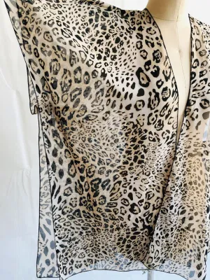  100%Polyester Ladies Light Weight Poncho Soft Chiffon Leopard Shawl