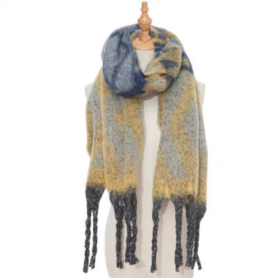 Winter Blanket Women&prime;s Striped Cozy Tartan Wrap Shawl Oversized Warm Scarf