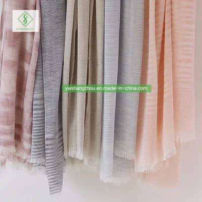 Hot Sell Rhombic Cotton Striped Scarf Fashion Lady Yarn-Dyed Shawl